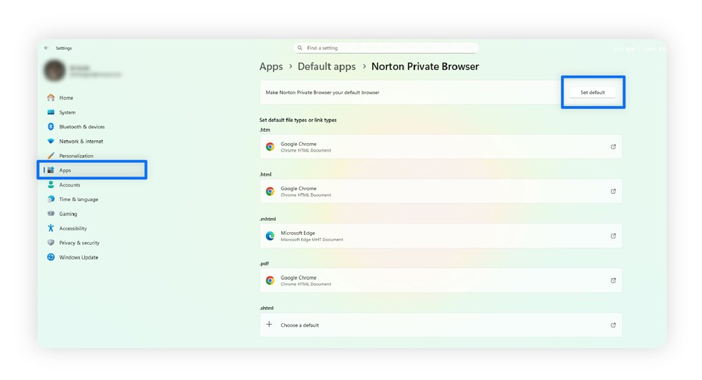 A screenshot showing the Default apps setting page on a Windows device.